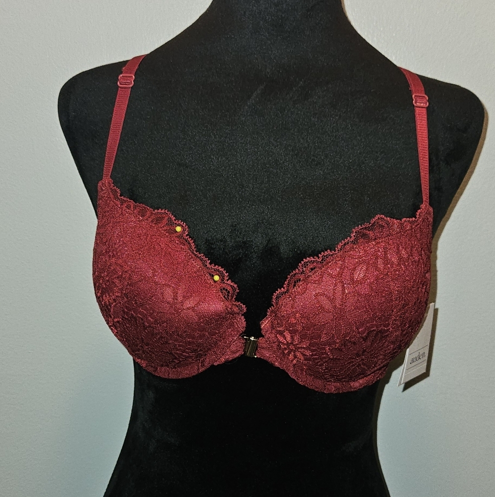 Elegant Demi Lace Underwire Bra - Red
